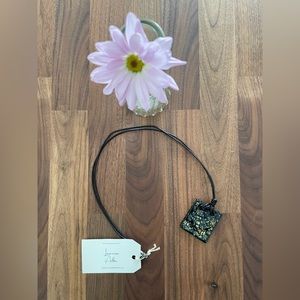 Handmade necklace, black/yellow/brown colors mixed